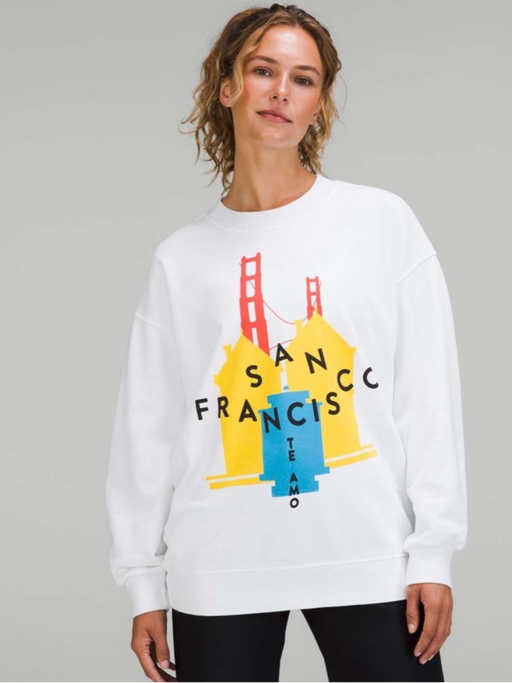 Lululemon oversized White San Francisco Graphic Crewneck Special Edition. Sz XL